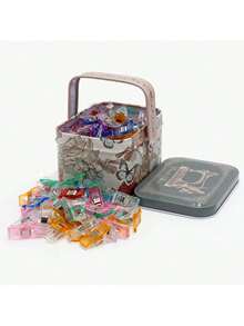 Performore Clips - Paquete de clips de costura multicolores para colchas y manualidades, incluye lata decorativa de mariposa para guardarlos para costura precisa, sujeción de telas y - 1 - Ver 4