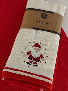 2 Packs New Year's Themed Embroidered Kitchen Towels - 100% Cotton Towels - New Year's Gift