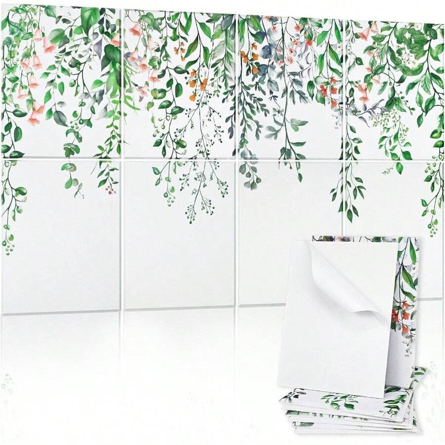 8 Pack Art Acoustic Panels, 48X32 Self - Adhesive Soundproof Wall Panels, Decorative Sound Absorbing Panels, Acoustic Treatment Studio Home OfficeGreen Branches