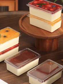 10pcs/20pcs Disposable Transparent Tiramisu Cake Box With Cover, One-Time Use Dessert, Baking, Mousse Cake, Soy Milk Stall Packaging Box - Transparent - View 4