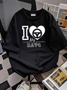 180g pure Cotton I Love My Rav 4 Car Lovers T Shirt Cool Great Casual Unisex Stretched Slightly Women Top Graphic Tees T-Shirt For Women Casual Print Round Neck Short Sleeve women Comfortable Top For Everyday Wear Stylish female Breathable Versatile fashion graphic - Negro - Ver 3
