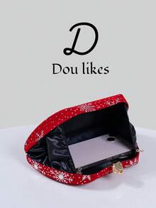 1pc Red Christmas Clutch Bag With Snowflake Flower Clasp Design, Elegant Evening Handbag Suitable For Christmas Party, Formal Occasions, Weddings, Galas And Celebrations