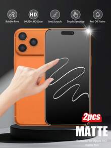 2pcs Ultra-Clear Edgeless Matte Film, Tempered Glass Screen Protector, Full Screen Anti-Fingerprint, Waterproof, Anti-Drop, Compatible With Apple 16e/16/15/14/13/12/11 Pro Max/XR/X/XS Max/7/8 Plus, 17/17 Air/17 Pro/17 Pro Max - Clear - View 11