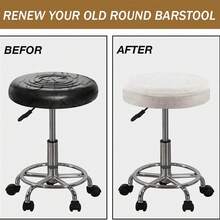 Round Bar Stool Covers Solid Color Stool Seat Covers Dustproof Slipcovers For Swivel Chairs Or Barstools - White - View 2