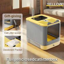 DDCAQIOUA Caja de para gatos,arenero para gatos cerrado caja de para gatos grande y completamente cerrada, accesorios para gatos, puerta de dos vías para entrada y salida, adecuada para gatitos y gatos adultos, prevención eficaz de salpicaduras de , antisalpicaduras y antiolor para evitar el desbordamiento de olores, una pala para gratis - Multicolor - Ver 12