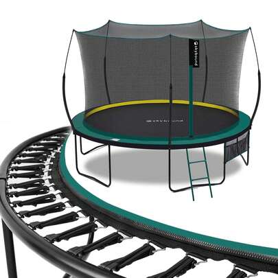 12FT Springless Trampoline For Kids And Adults - Recreational Trampolines With AntiRust Coating - Bungee Cords Outdoor Trampoline For Kids - No-Gap Design Zipper System