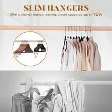 Blauesmeer 50-Piece Velvet Hangers, Space-Saving, Hangers With Tie Clips, 360° Rotatable, Suitable For Suits, Jackets, Shirts, T-Shirts, Dresses, And Camisoles (Black) - 黑色 - 查看 6