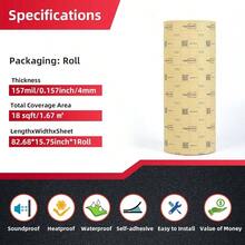 157mil 18sqft Roll Pack Universal Sound Deadener - Closed Cell Foam Noise Deadening Material with Aluminum Foil TapeCar Trim Removal - Heat Shield Insulation Dampening - 18 pies cuadrados - Ver 3