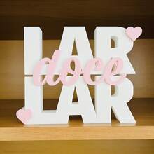 Letreiro Decorativo Lar Doce Lar Moderno para Sala Quarto Escritório Ideal para Decoração de Casa e Presente Criativo - Rosa Bebê - Visão 3