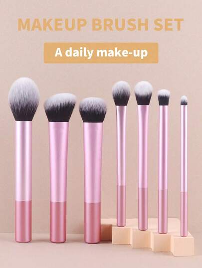 7pcs Multi-Functional Ultra Soft Makeup Brush Set - Powder Brush, Contour Brush, Concealer Brush, Eyeshadow Brush Etc., Quick Makeup Application, Beauty Tools, Suitable For Daily Makeup, Home And Travel
