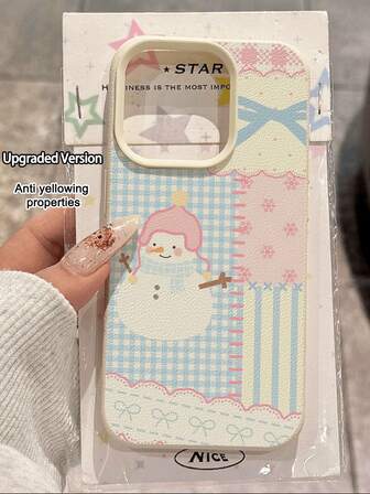 1 pieza Funda de teléfono suave, a prueba de agua y golpes, con diseño de mosaico de muñeco de nieve minimalista y texturizado, adecuada como regalo de cumpleaños/festividad para amigos, familia, parejas, compatible con Apple/Redmi 17/17PRO/17PROMAX/17Air