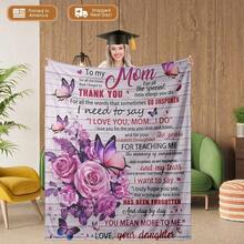 Touching Handwritten Throw Blanket Flannel Soft Cozy Warm For Camping Car Home Mom Gift For Mother's Day Anniversary 1 Count Portable Artistic Design Printing