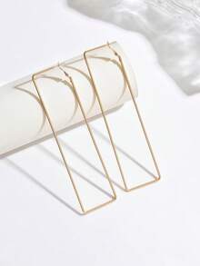 1 Cặp khuyên tai kẹp hình vuông tối giản thời trang sáng tạo - Vàng - Xem 4