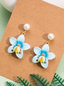 一对可爱创意树脂花朵仿真昆虫七星瓢虫女款耳环 - 七星瓢蟲 - 查看 2