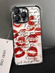 Red Kiss Pattern Compatible With Apple Phone 16/15/14/13/12/11/17/ProMax/Pro/Plus/Xs Max/XS/X,Lens Protection Transparent Soft Shell Drop Proof Phone - 黑色 - 查看 4