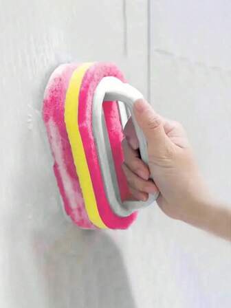 Cepillo de ducha | Cepillo de esponja ergonómico de mano, diseño de dos colores - Cepillo de limpieza manual multifuncional, adecuado para bañera, cocina, baño, etc. - Excelente para limpiar azulejos, utensilios de cocina y manchas, accesorios de baño
