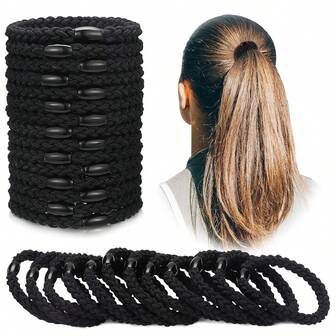 15 Stück Mehrfarbige schwarze elastische Haargummis ohne Metall, rutschfest geflochten, geeignet für dickes und mittellanges Haar, Make-up, Haargummis, Haargummis, Haargummis, Scrunchies, Haarseile