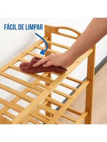 3-Tier Multipurpose Bamboo Shoe Rack - 鏽棕色 - 查看 3