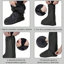 Cubre Zapatos Impermeable, Protector De Zapatos Con Reflector, Cubiertas de Zapatos Antideslizante con Cremalleras, Para La Temporada De Lluvias, Al Aire Libre, Ciclismo - 2X Grande - Ver 6