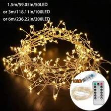 Copper Wire Fairy Lights, USB Powered With Remote Control/Solar Powered Outdoor Lights, LED Outdoor Waterproof Solar Lights String, 8 Modes Firecracker Balcony Lights, Curtain Lights, Fairy Lights, Suitable For Balcony, Party, Living Room, Wedding And Christmas Decoration - Firecracker Lantern - View 5