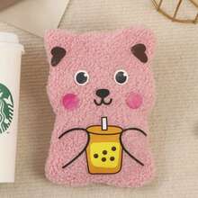 1 pieza Botella de agua caliente antipelusa de peluche, sin necesidad de electricidad, se calienta con agua, simple y rápido, portátil, lindo calentador de manos de dibujos animados antiexplosión