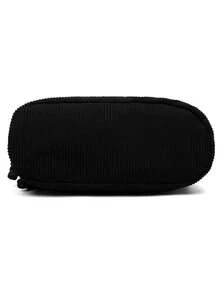 Women's Fashion Corduroy Material Letter Print Multi-Compartment Multi-Zipper Shoulder Bag, Convenient Lightweight Travel Bag With Multiple Pockets For Shopping Or Travel - Black - View 9