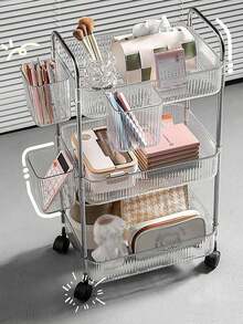 4-Tier Acrylic Storage Cart, Transparent Bathroom Rolling Cart Organizer, Transparent Laundry Room Mobile Rack, Multi-Purpose Office/Living Room Cart, For Food Storage & Transport, Bathroom Storage, Bathroom Decor, Fall Decor, Back To School Bathroom Accessories Bathroom Tools - Multicolor - View 1