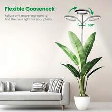 80 ampoules LED Spectre complet Lumière de croissance des plantes, Lampe de culture intérieure grande taille 165 cm, Cou de cygne 360°, Minuterie 3/9/12H, Gradation 10 niveaux, Hauteur réglable (28-165 cm), Insertion dans le sol et base en métal, Convient pour les grandes plantes - Noir (double usage) - Voir 5
