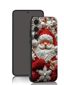 1pc Fashionable Santa Claus & Snowflake Red Festive Black Phone Case Compatible With IPhone 17/17 Air/17 Pro/17 Pro Compatible With Redmi, Compatible With Galaxy A04e/A05s/A13/A14/A15/A34/A35/A50/A52/A53/A54/S21/S22/S23/S24/S25/S25UGOOGLE 6A/ 12T/13T/14t - Black - View 2