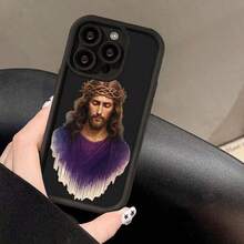 ENCÁJE MILIMÉTRICO: Funda  16 Pro Max/15/14/13/12/11 con Imagen de Jesús con corona de espinas-TPU Flexible Anti-Caídas, Protección Total 360°- Ideal para Regalo - Negro - Ver 2