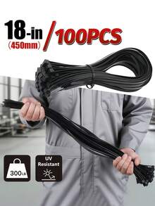 100 Pcs Cable Ties Heavy Duty Zip Ties With 200 Pounds Tensile Strength For Multi-Purpose Use, Self-Locking UV Resistant Nylon Tie Wraps, Indoor And Outdoor Tie Wire.