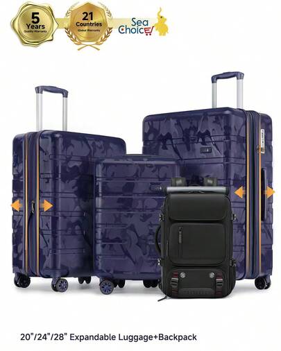 Juego de maletas Sea Choice de 3 piezas, maleta de viaje expandible con mochila, ligera y duradera, con ruedas y cerradura TSA.