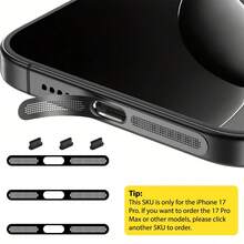 ZYONS 3+3 件套金属扬声器防尘网（3 件 - 多色）+ Type-C 防尘塞（3 件 - 黑色），兼容 17 Pro Max/17 Air/16 Pro Max/16/15 系列，采用耐用金属材质，提供黑色/银色/宇宙橙/金色/绿色/红色/蓝色/紫色/沙漠钛色可选，包含 Type-C 防尘塞、Type-C 接口盖和防尘塞。 - 3+3 - 查看 25