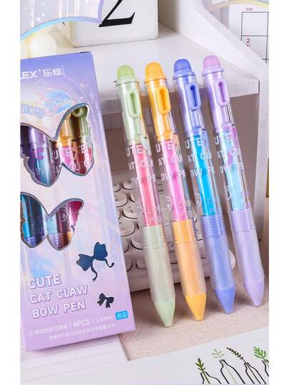 4 Pcs Erasable And Movable Neutral Pen, Pen Grip Soft Cover, ST Pen Tip 0.5mm, Quick-Drying Ink, Smooth Writing, Continuous Ink Supply, Pressable Heat-Sensitive Erasable Pen, Suitable For Students To Take Notes During Classes, For Office Use, And Can Also Be Used As A Student Reward.