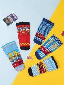 Disney 5/10 Pairs Socks, Cartoon Christmas & Racing Car Design Socks, Novelty Socks For Men, Suitable For Christmas, New Year Gifts, Casual Home Socks