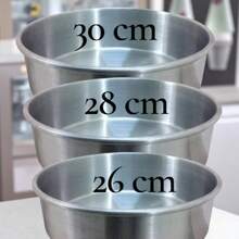 Juego de 3 moldes redondos aluminio 30 28 26 cm diámetro repostería pan pasteles hornear utensilios cocina profesional resistente fácil limpiar multifuncional - Plateado - Ver 2