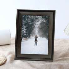 1pc Vintage Minimalist Photo Frame, Deep Walnut Color Frame Body, Wall Decor Or Desktop Display, Lightweight, Can Display Travel, Landscape, Animal, Friends & Family Photos, Suitable For Entryway, Living Room, Hallway, Bedroom