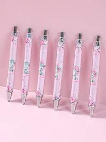 6 Stücke rosa Elefant Kugelschreiber mit schwarzer Spitze, einziehbare Stifte, Unterschriftsstifte, Gender Reveal Party Geschenke, Baby Shower Dekorationen, 1. Geburtstags Party Deko, Bridal-Shower Geschenke, Erste Geburtstags Party Geschenke, Baby Mädchen Party Zubehör, Baby Mädchen Shower Dekorationen