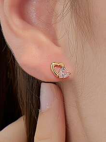 Charm-In 1 Pair Fashionable Minimalist 18K Gold Plated Brass Geometric Zirconia Stone Earrings, Gift For Valentine's Day, Mother's Day