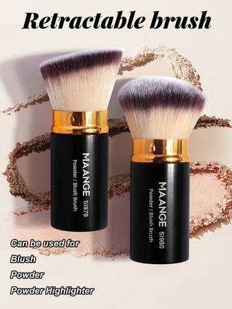 MAANGE 1pc/2pcs Professional Face Round Head Retractable Brush Makeup Brush Blush Brush Foundation Brush Loose Powder Brush Synthetic Hair Ultra-Soft Doundation Brush For Liquid Makeup Kabuki Foundation Brush At Home Or On-The-Go,Foundation Brush,Concealer Brush,Blush Brush,Contour Brush,Blush Brush,Bronzer Brush,Powder Brush,Foundation Brush,Blush Brush