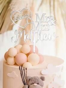 Custom Cake Topper, Personalized Name Date, Wedding Birthday Anniversary Decor - Acrylic Laser Cut Cake Decoration, Custom Mr Mrs Cake Topper, For Wedding Cake, Birthday Party, Baby Shower Christening, Couple, Parents, Grandparents, Cake Topper For Wedding, Personalized Cake Topper, Rustic Wedding Cake Topper, Wedding Cake Topper, Gold Wedding, Party Decorations, Home Decorations, Commemorative Gifts - Multicolor - View 5