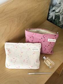 AGG, Cute Colorful Polka Dot Fabric Makeup Bag, Zipper Portable Cosmetic Storage Bag, Suitable For Daily Storage And Short Trips, Women's Large Capacity Travel Toiletry Bag - Multicolor - View 1