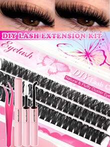7pcs False Eyelashes Gift Set, D-Curl Lashes Of Different Lengths, Includes Glue/Remover/Brush/Tweezers. Super Thick Individual Lashes, Soft & Comfortable, Perfect Valentine's Gift, Suitable For DIY Home Use, Beginner-Friendly, Also For Professional Makeup Artists - 黑色 - 查看 16