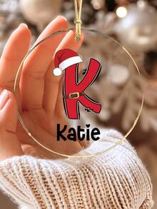 1/3/5pcs Personalized Custom Name Christmas Ornament - 4inch Personalised Santa Claus Decorative Letters,Custom Name Pendant,Smooth Finish - Great For Christmas Tree Decoration, Family Holiday Gifts, Home Festive Decor - Suitable For Adults, Kids, Newlyweds, Gift Recipients - Christmas Keepsake, Holiday Memory Keepsake, Custom Name, Holiday Decor - Multicolor (round Christmas Style) - View 3