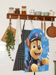 Paw Patrol Paw Patrol Themed Faux Linen Fabric Cartoon Animation Apron, Oil-Proof Waist Wrap, Parent-Child Kitchen Adult Sleeveless Halter Apron, Halloween, Thanksgiving, Christmas, Birthday Party Decoration Products, Small Gifts For Friends And Family At Parties And Gatherings