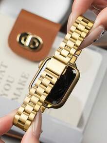 1条不锈钢金色表带，兼容 49mm、46mm、45mm、44mm、42mm、41mm、40mm、38mm，商务时尚风格表带，兼容 Series Ultra 3/2/1、11、10、9、8、7、SE3、6、5、4、3、2、1，专业金属表带配件，兼容表带，抛光正式表带替换件。 - 金色 - 查看 3