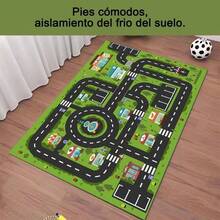 Alfombra de Juego para Coche Porttil para Nios - Alfombra de Carretera para Nios, Sala de Juegos, Tapete Ciudad Carretera, Tapete Didactico Interactivo 80x120 - Verde + 60x40cm - Ver 8
