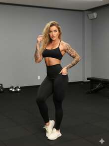 Sports Leggings With Pocket High Waist Sexy Seamless Elasticity For Women Breathable Running Length A115 - màu đen - Xem 3