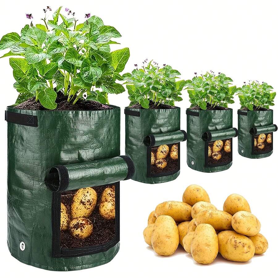 1pc 10 Gallon Fabric Raised Garden Bed Planter Bag, Durable Thick Vegetable Grow Bags For Strawberry, Potato, Tomato, Carrot With Window And Handle (7 Gallon And 10 Gallon Available)