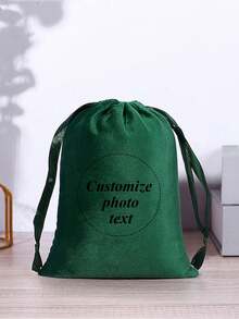 Borsa natalizia personalizzata, borsa natalizia in velluto, scatola regalo di Natale, borsa natalizia di grande capacità, stampata con nome e iniziale, borsa regalo per feste di Natale